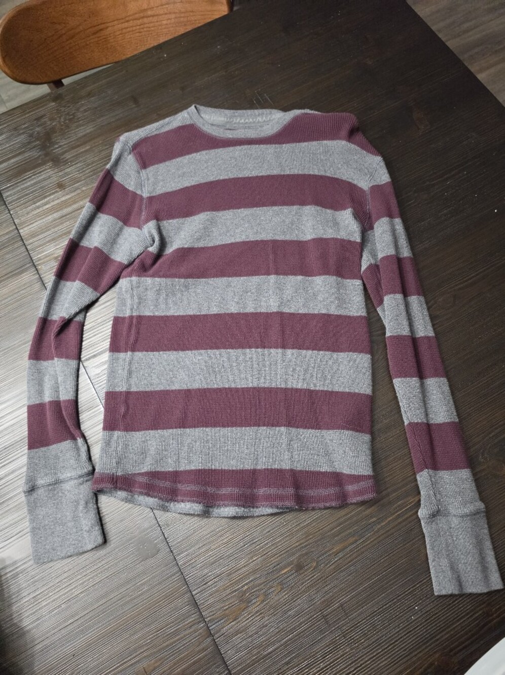 Freddy Krugger Striped Long-Sleeve Sweater in Gray and Burgundy:)